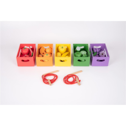 TICKIT CONJUNTO DE 5 CAJAS DE MADERA DE FRUTAS Y VERDURAS 28 PIEZAS