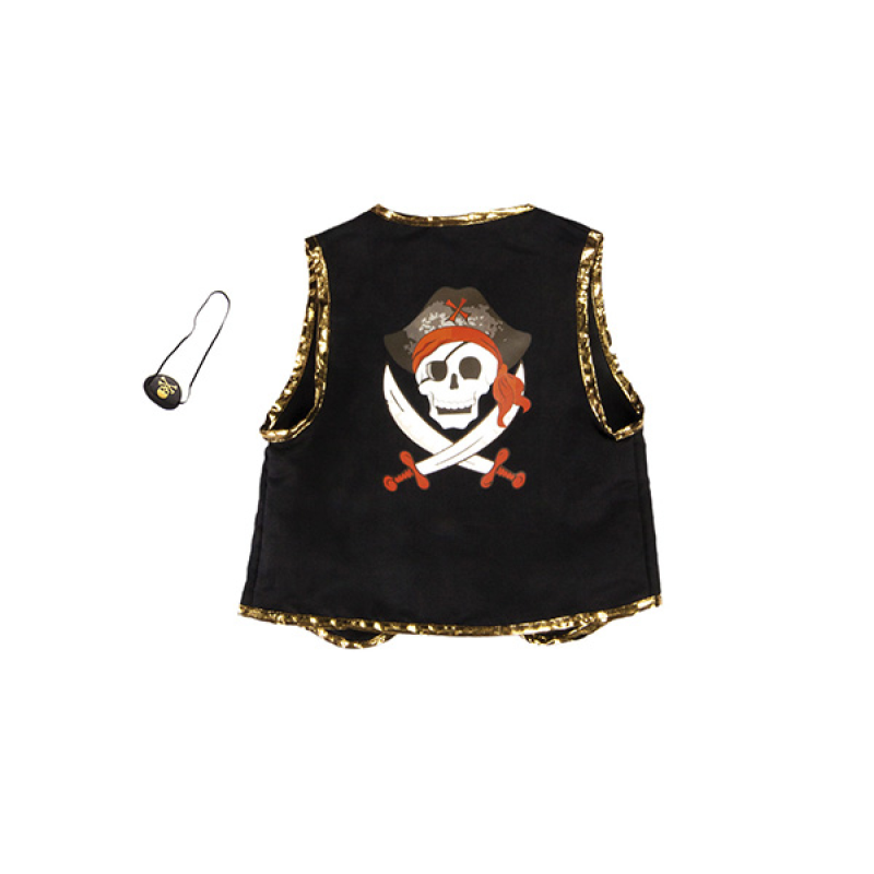 CHALECO DE PIRATA CON PARCHE (2 PIEZAS)