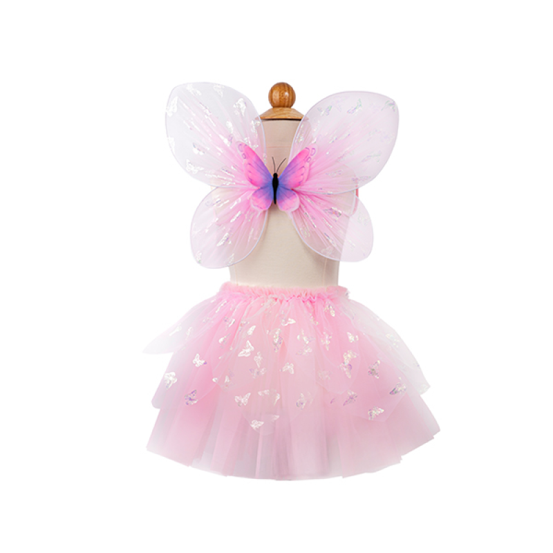 SET FALDA, ALAS Y VARITA DE MARIPOSA ROSA (2 PIEZAS)