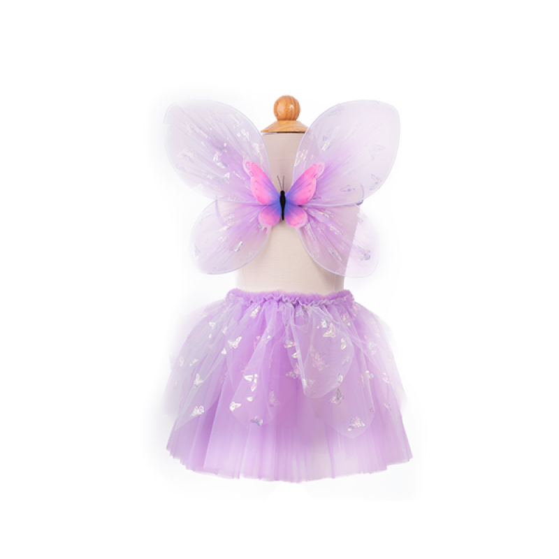 SET FALDA, ALAS Y VARITA MARIPOSA LILA (2 PIEZAS)