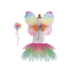 SET FALDA, ALAS Y VARITA ARCO IRIS (3 PIEZAS)