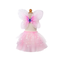 SET FALDA, ALAS Y VARITA DE MARIPOSA ROSA (2 PIEZAS)