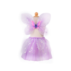SET FALDA, ALAS Y VARITA MARIPOSA LILA (2 PIEZAS)
